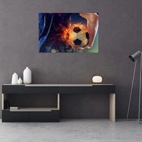 Tablou - Minge de fotbal în flăcări (90x60 cm)