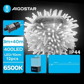 Aigostar - LED ghirlandă de Crăciun pentru exterior 400xLED/8 funcții 43m IP44 alb rece