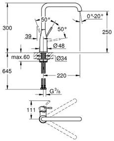 Baterie bucatarie Grohe Essence pipa rotativa auriu periat Cool Sunrise