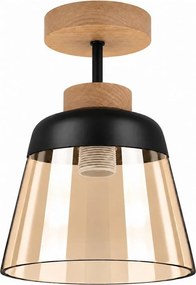 BRILAGI-LED Plafonieră aplicată R GLASS 1xE27/60W/230V Ø 15,5 cm stejar/bej fumuriu