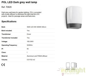 Aplica de perete LED exterior IP54 stil modern POL 70829
