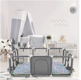 Țarc pentru copii cu porți și coș 230x129x107cm GREY