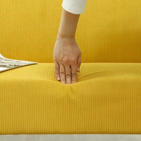 HOMCOM Canapea cu două locuri cu husă de catifea, pernare groasă și picioare solide din lemn pentru sufragerie, dormitor, birou, Galben | Aosom Romania