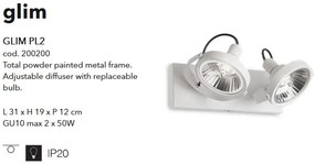 Aplica/ Plafoniera design modern GLIM PL2 BIANCO 200200