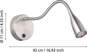 Eglo 901783 OLIVANDINO - lampă de perete LED flexibilă cu USB, 3,8W/230V, crom