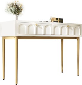 Toaletă elegantă cu 2 sertare, 100x76,5x45 cm, Alb crem