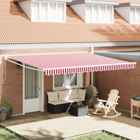 vidaXL Cortina Retractabilă Roșu, alb 450 × 300 cm țesătură
