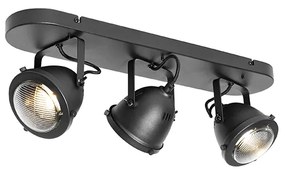 Spotlight industrial negru, oblong, reglabil, 3 lumini - Emado
