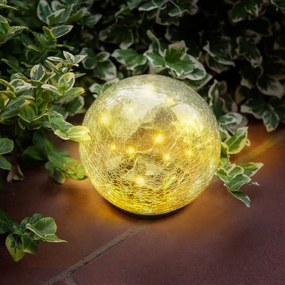 Sfera solara din sticla - 15 cm - 20 LED alb cald