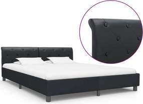 vidaXL Cadru de pat, negru, 160 x 200 cm, piele ecologică