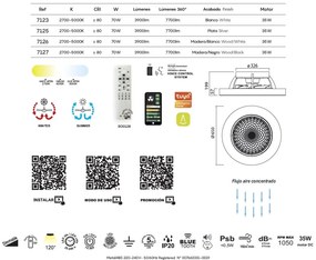 Lustra LED Smart cu Ventilator si telecomanda TIBET alb/lemn