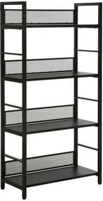 Etajera RAW R5, negru, PAL laminat/metal, 60x28x154 cm