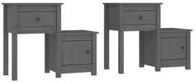 814544 vidaXL Noptiere, 2 buc., gri, 79,5x38x65,5 cm, lemn masiv de pin
