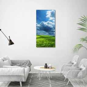 Fotografie imprimată pe sticlă Nori peste câmp