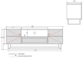 Comodă TV Asha 167 cm pe bază de metal - artizanal / rivier stone mat