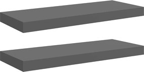 vidaXL Rafturi de perete, 2 buc., gri extralucios, 60x23,5x3,8 cm, MDF