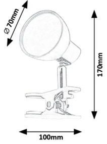 Veioza, lampa de birou cu clema design modern Noah alb