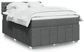 vidaXL Pat box spring cu saltea, gri închis, 140x190 cm, textil