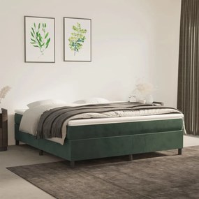 3144690 vidaXL Pat box spring cu saltea, verde închis, 160x200 cm, catifea