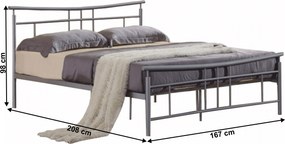 Cadru pat cu somieră, metal argintiu, 160x200, DORADO NEW