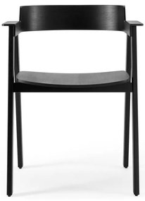 Scaun de dining negru cu cotiere din lemn de stejar Flip – Gazzda