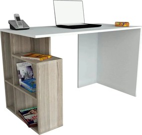Birou LABRAN, alb/stejar, PAL melaminat, 120x60x74 cm