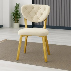 Scaun Barton, bej, profil din metal,auriu