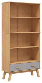 358613 vidaXL Bibliotecă cu 4 niveluri „OLDEN”, gri și maro, lemn masiv pin