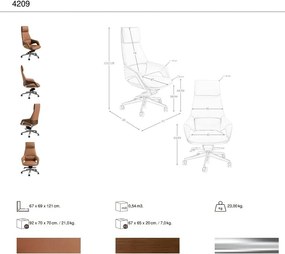 Scaun de birou modern piele sintetica si furnir de nuc Brown