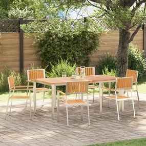 Set de dining pentru grădină vidaXL de 7 piese din lemn masiv de tec
