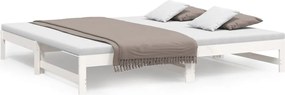 vidaXL Pat de zi extensibil, alb, 2x(80x200) cm, lemn masiv de pin