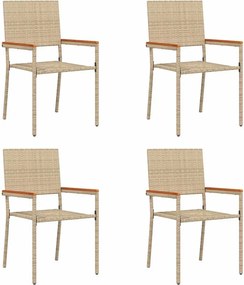 vidaXL Scaune de grădină stivuibile 4 pcs Crem și Marron