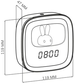 Lampă de noapte LED reglabilă cu ceas BUNNY LED/1,2W/5V 3000K