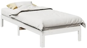 vidaXL Cadru de pat fără saltea, alb, 90x200 cm, lemn masiv pin