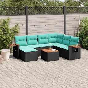vidaXL Set mobilier de grădină cu perne, 8 piese, negru, poliratan