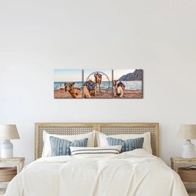 Tablou cu cămile (cu ceas) (90x30 cm)