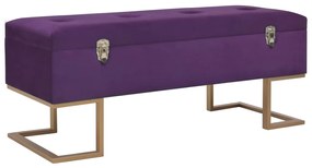 Bancheta cu un compartiment de depozitare violet 105cm catifea Violet