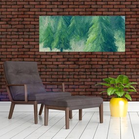 Tablou - Conifere pictate (120x50 cm)