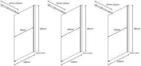 Paravan de dus Flexi Crom 120cm, Rea