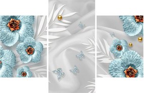 Tablou - 3D Flori albastre (90x60 cm)