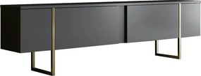Comoda tv cu usi LUXE, gri antracit/auriu, PAL/metal, 180x50x30 cm