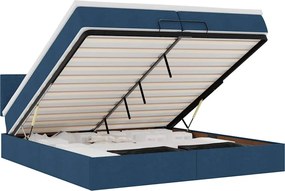 vidaXL Cadru de pat otoman cu saltele, țesătură albastră 200x200cm