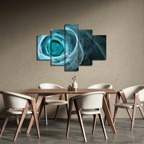 Tablou - Abstract trandafir albastru cu fundal negru (150x105 cm)