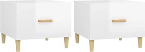 vidaXL Măsuță de cafea, 2 buc., alb extralucios, 50x50x40 cm