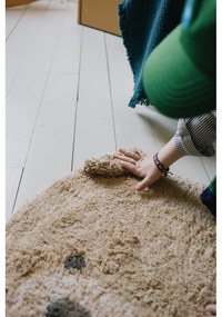 Covor pentru copii bej lavabil/țesut manual din bumbac 120x122 cm Bear – Lorena Canals