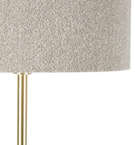 Lampă de podea alamă cu abajur boucle taupe 50 cm - Simplo
