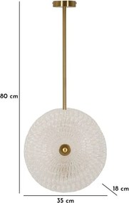 Lustră aurie cu abajur din sticlă Glass – Mauro Ferretti