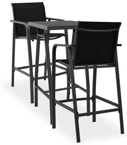 3073572 vidaXL Set mobilier de bar pentru grădină, 3 piese, negru