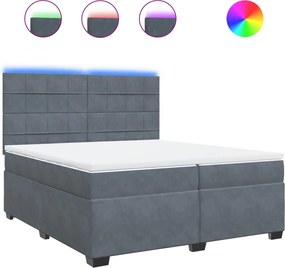 vidaXL Pat box spring cu saltea, gri închis, 200x200 cm, catifea