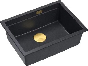 Chiuveta compozit sub blat Quadron Logan 100 negru diamant - auriu 56x45 cm